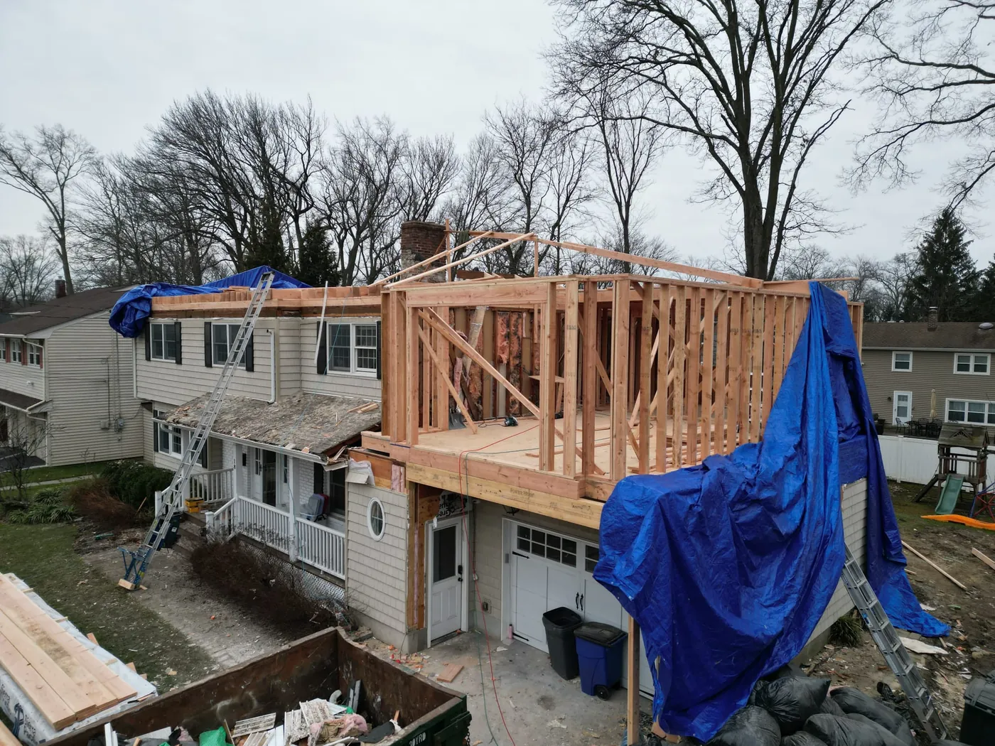 Foundation excavation to framed addition — after